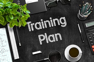 Black Chalkboard with Training Plan. 3D. training